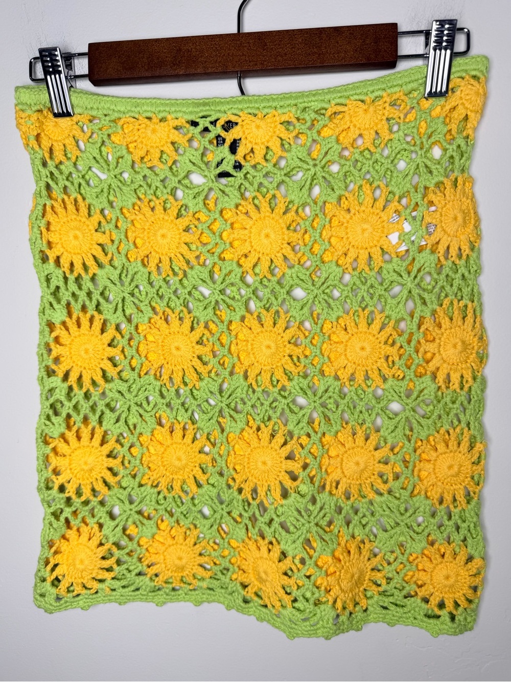 Forever 21 Crochet Sunflower Skirt Yellow & Lime Green M NWOT summer vacation